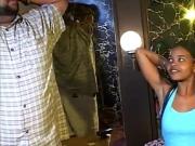 Pretty young ebony babe creams all over his cock