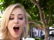 Tight amateur blonde Eurobabe railed in public for cash