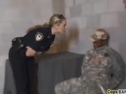 Black soldier bangs hot female cops