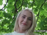 Dicking broke blonde teen in the park