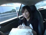 Cute Asian brunette teen fingered after blowing in the car