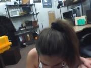 Brunette Charlie Harper Sucking Dick In Back Of Pawn Shop