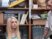 Blonde shoplifter gets fucked in front of her poor BF