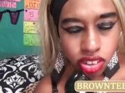 Blonde Ebony Teen Practice Blowjob On Monster BBC Dildo Suck
