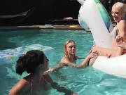 Naughty teen friends summer pool fuck party with big cock