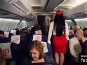 Group Sex with Hot Busty Stewardesses During the Fligh