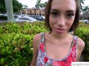 Slutty babe Amber Faye fucks a stranger in public