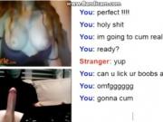 omegle girl with HUGE boobs watch guy cum live