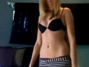Webcam blonde dances & strips