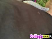 Hot blonde in POV action