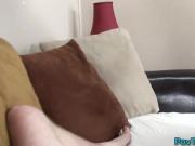 Blonde teen sucking cock pov