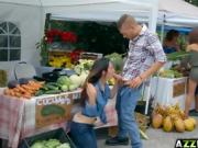 farmers wife Eva Lovia bangs in the market