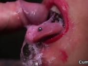 Hot model gets cumshot on her face swallowing all the cum