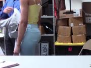 Ebony shoplyfter receives a cock from behind as she bend over