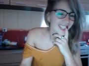 Blonde glasses slap her ass