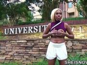 Cute African American School Girl Expose Huge Boobs Outside