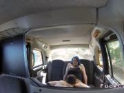 Couple fucking in left fake taxi in public