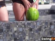 Crazy poolside orgy with horny swinger couples