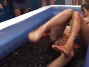 Food Wrestling Bikini Babes Grapple In Jelly & Eat Pussy