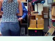 Asian shoplifter gets fucked while her stepmom watching