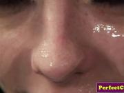 Tattooed english gal cum drenched with facial