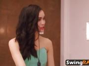Hot swingers helping each other