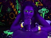 Big boobed psychedelic slut Lena Paul glows in the dark