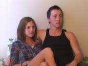 Real retro teen couple trio fucking with old pervert POV