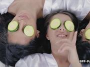 Spicy Latinas bouncing on masseurs big cock