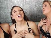 Abella Danger takes two strap on lesbian DP