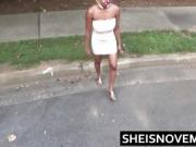 Filthy Blonde Emergency Public Peeing On Street In Dress Pus