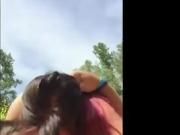 Thick busty with big tits in public