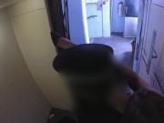 Stockings slut fucked by cop in elevator