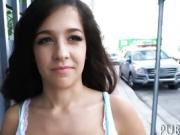 Big tits amateur brunette Czech babe railed for cash