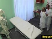 Doctors have pussy fucking trio in office