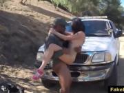 Stunning Latina babe fucked by border patrol agent