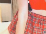 Cute Chick Masturbates in a School Girl Outfit