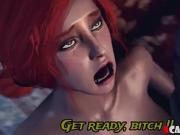 3D babe Triss getting her pussy and ass hammered