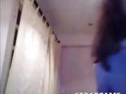 Teen with great tits stripping