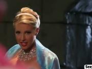 Busty blonde chick banged in dungeon by big rod