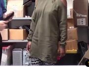 Skinny ebony teen caught stealing and gets a rough fuck