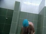 Huge tits in public shower
