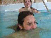 Lesbian seduces straight girl pool and hot lesbians up close