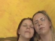 Zara Ryan and Annabell Harvey Sharing Facial Cumshot Load
