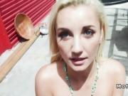 Blonde making sex tape in public for money