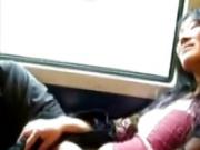 Asian milf masturbates pussy in the train