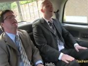 Female taxi driver fucks two guys