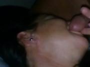 Hubby wakes her up for a late night blowjob