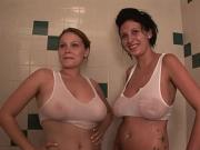 Two Girls With Big Natural Tits Take A Shower