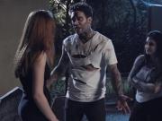 Redhead fucked by her 3 undead friends